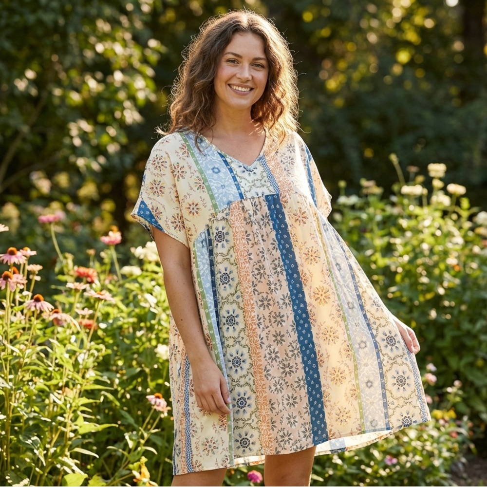 NWOT Haptics Boho Patchwork Floral Midi Dress